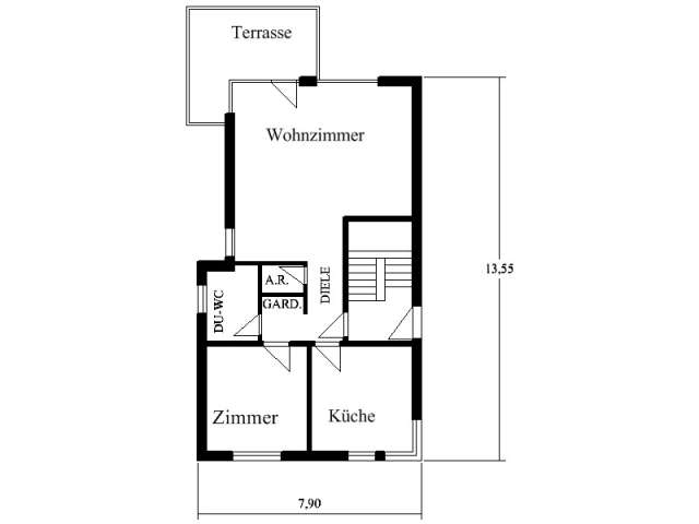 Bauzeichnung oder Werkplan, Grundriss, techn. Bauzeichnung